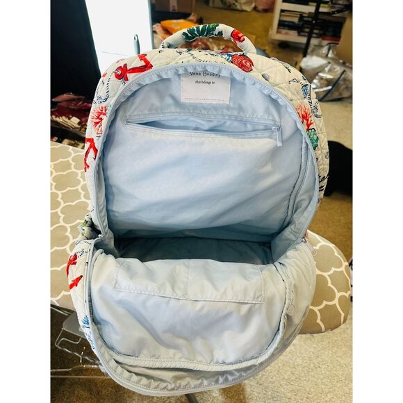 Vera Bradley Sea Life Quilted Backpack Coral Turtle Seahorse Ocean Print Bag - Picture 14 of 16